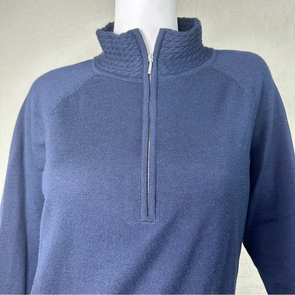 Carlisle Collection Merino Wool Cable Neck Quarter Zip Sweater - Picture 9 of 12